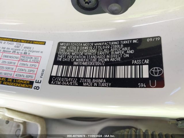 NMTKHMBX0KR100472 Toyota C-HR XLE