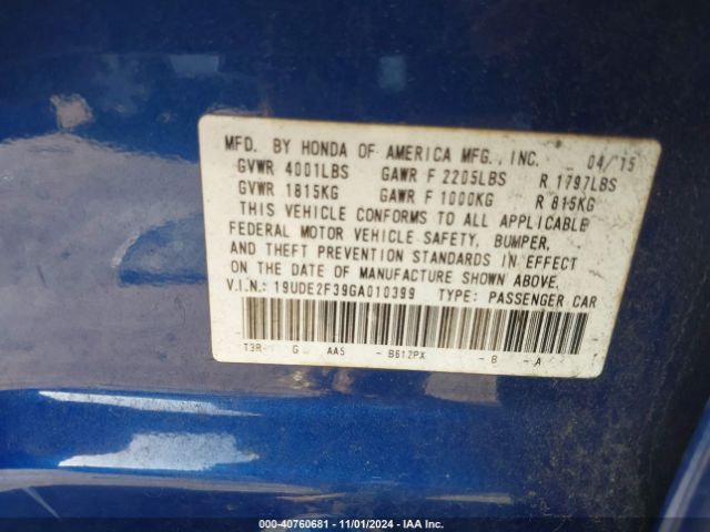19UDE2F39GA010399 Acura Ilx 2.4l/acurawatch Plus Package