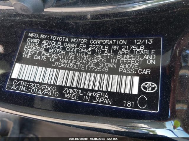JTDKN3DU1E1772548 Toyota Prius Two