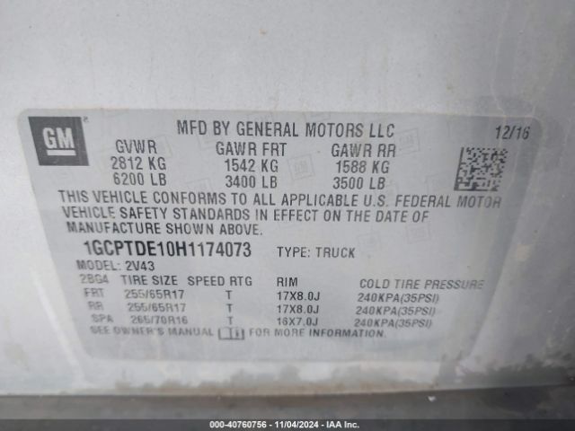 1GCPTDE10H1174073 Chevrolet Colorado Z71