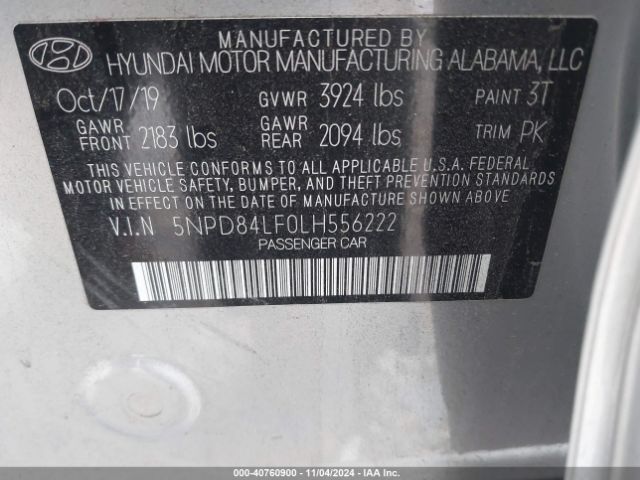 5NPD84LF0LH556222 Hyundai Elantra Limited