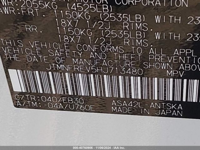 JTMNFREV5HJ713480 Toyota RAV4 SE
