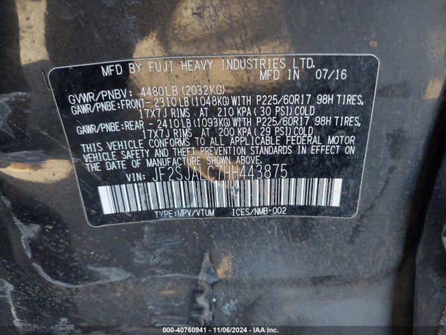Subaru Forester 2.5i Limited 2017 JF2SJALC7HH443875 Image 9