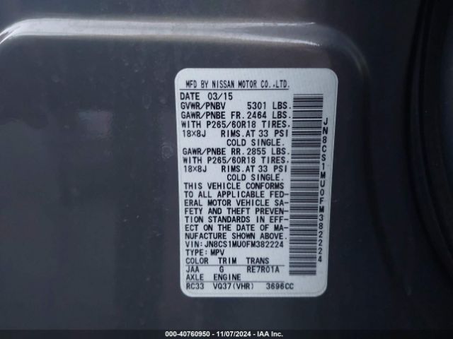 JN8CS1MU0FM382224 Infiniti QX70