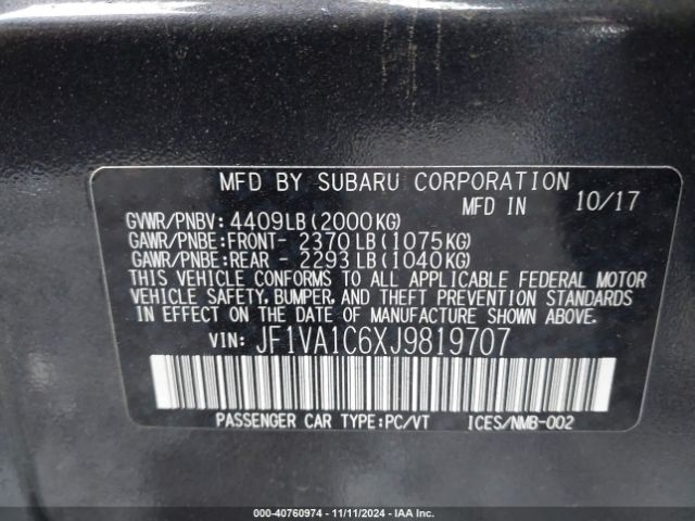 JF1VA1C6XJ9819707 Subaru Wrx Premium