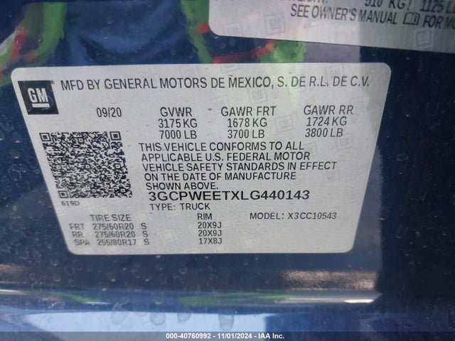 3GCPWEETXLG440143 Chevrolet Silverado 1500 2wd  Short Bed Ltz