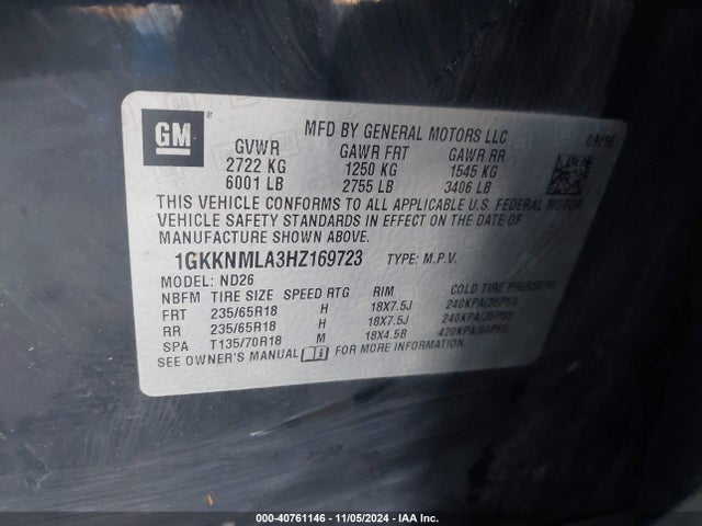 1GKKNMLA3HZ169723 GMC Acadia Slt-1