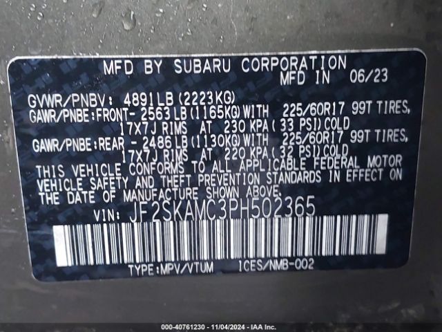 JF2SKAMC3PH502365 Subaru Forester Wilderness