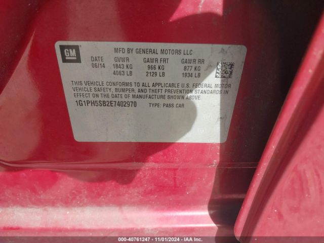 1G1PH5SB2E7402970 Chevrolet Cruze Eco Auto