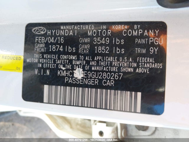Hyundai ACCENT SE 2016 KMHCT5AE9GU280267 Image 9