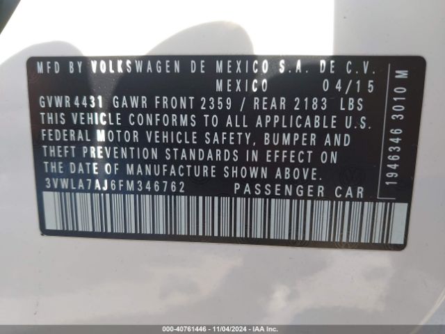 3VWLA7AJ6FM346762 Volkswagen Jetta 2.0l Tdi Se