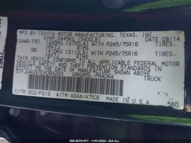 5TFJU4GN7EX064293 Toyota Tacoma Prerunner V6