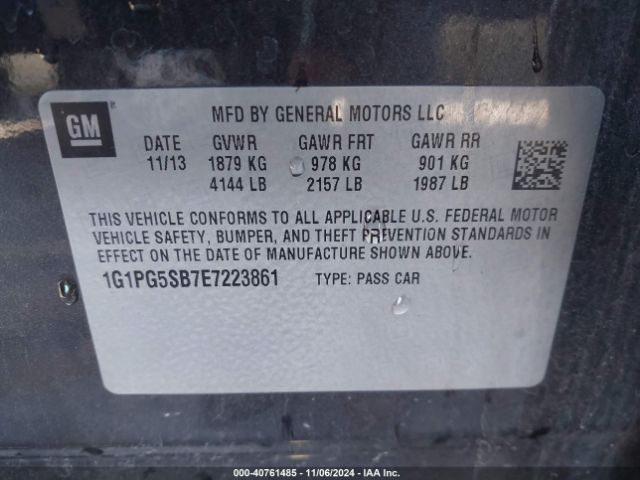 1G1PG5SB7E7223861 Chevrolet CRUZE LTZ