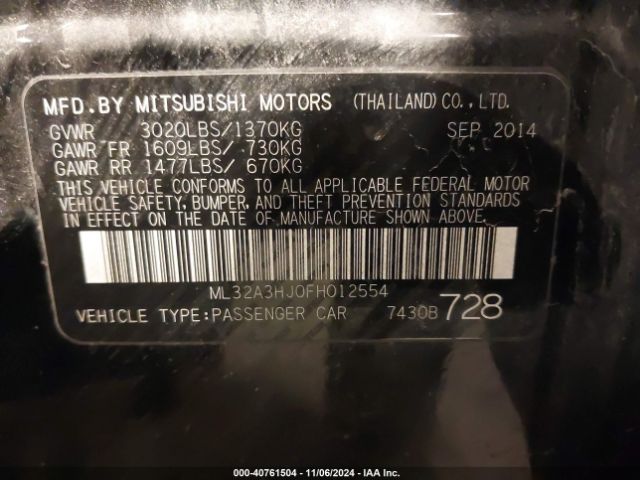 2015 MITSUBISHI MIRAGE ML32A3HJ0FH012554 Photo 8