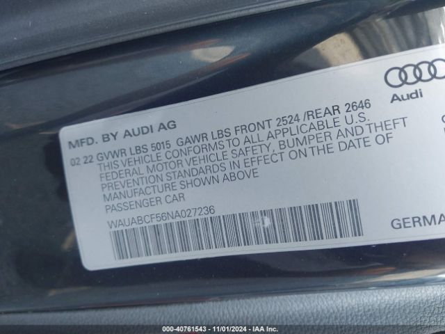 2022 AUDI A5 SPORTBACK WAUABCF56NA027236 Photo 8