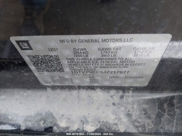 1GTV2NEC6JZ217677 GMC Sierra 1500 Slt
