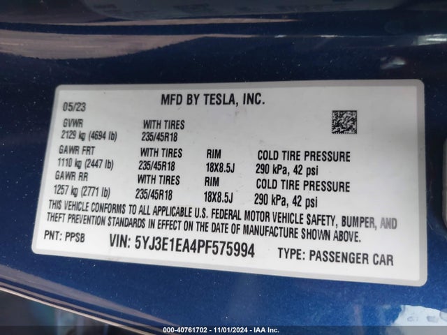 2023 TESLA MODEL 3 5YJ3E1EA4PF575994 Photo 8
