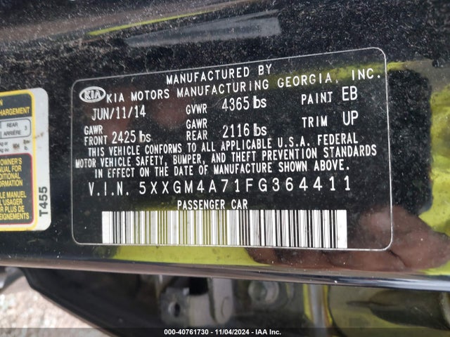 KIA Optima Lx 2015 5XXGM4A71FG364411 Image 9