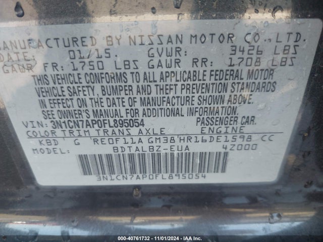Nissan Versa 1.6 Sv 2015 3N1CN7AP0FL895054 Image 9