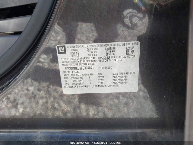 Chevrolet Silverado 1500 1lt 2015 3GCUKREC1FG434841 Image 9