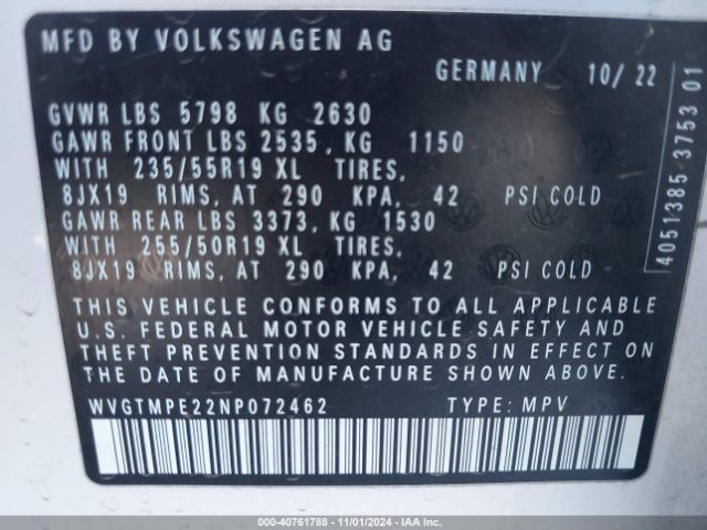 WVGTMPE22NP072462 Volkswagen ID.4 PRO S
