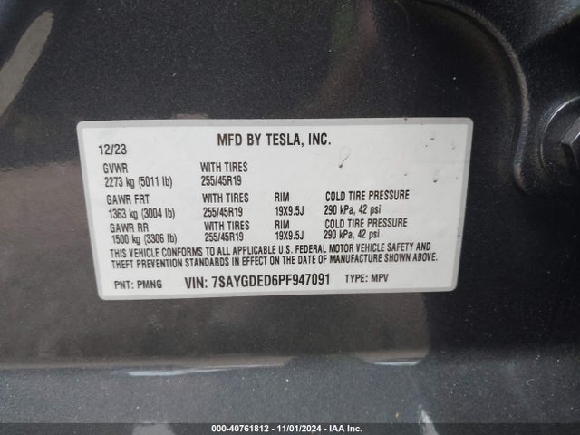 2023 TESLA MODEL Y 7SAYGDED6PF947091 Photo 8