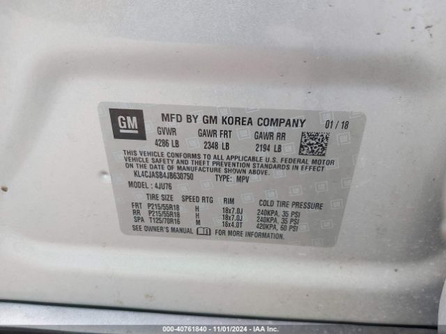 KL4CJASB4JB630750 Buick Encore Preferred