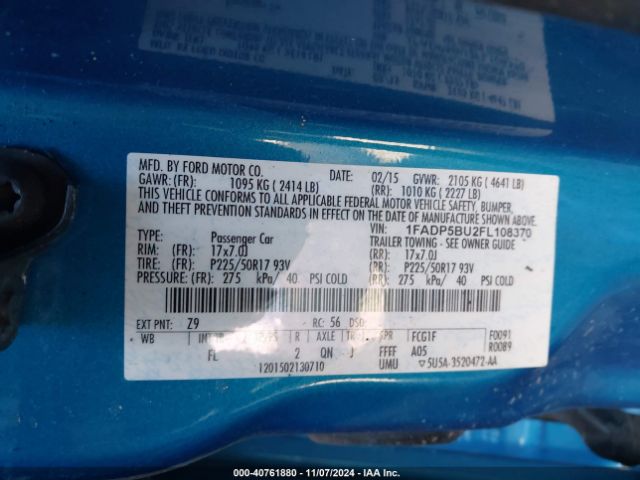 1FADP5BU2FL108370 Ford C-max Hybrid Sel
