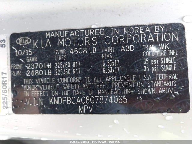 KIA Sportage Lx 2016 KNDPBCAC6G7874065 Image 9