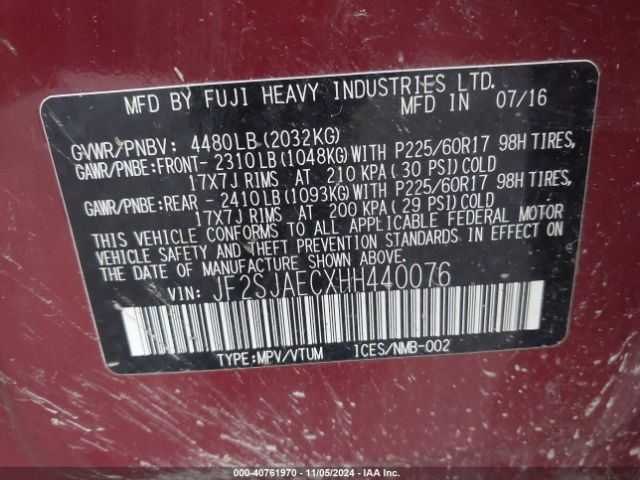 JF2SJAECXHH440076 Subaru Forester 2.5i Premium