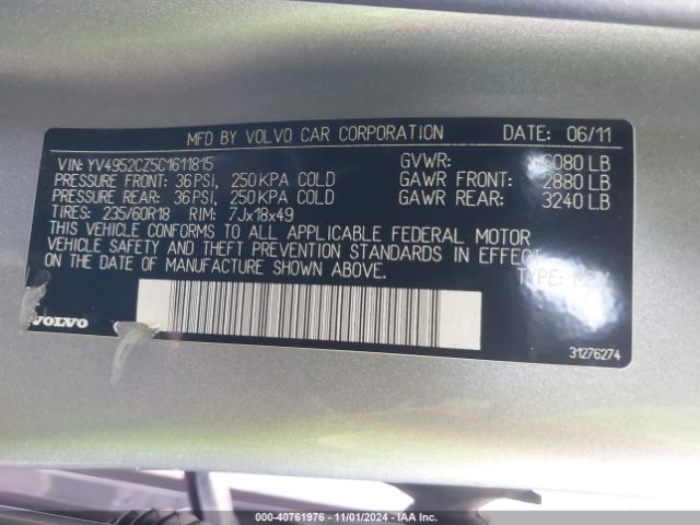 2012 VOLVO XC90 YV4952CZ5C1611815 Photo 8