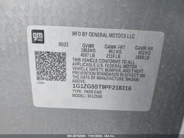 1G1ZG5ST9PF218316 Chevrolet Malibu Fwd Rs