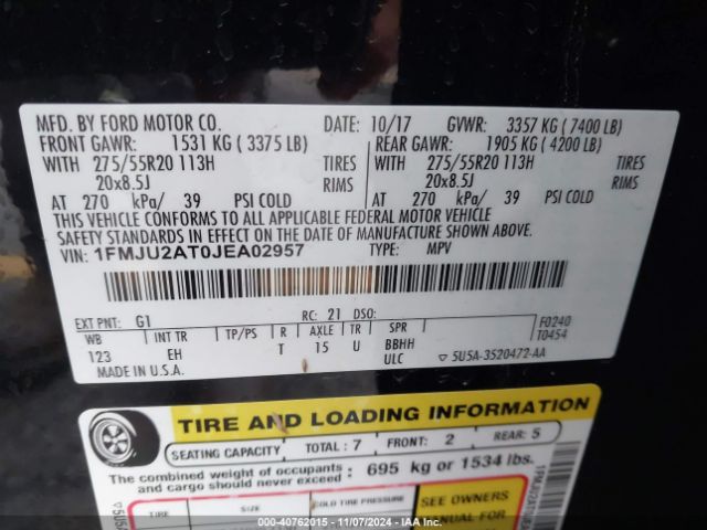 1FMJU2AT0JEA02957 Ford Expedition Limited