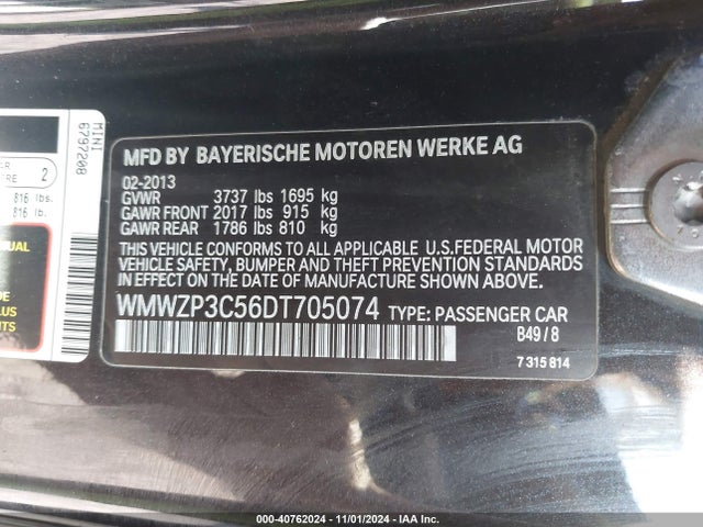 2013 MINI CONVERTIBLE WMWZP3C56DT705074 Photo 8