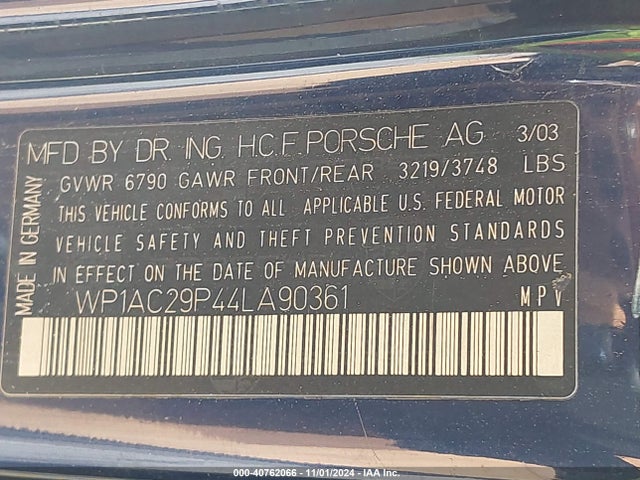 2004 PORSCHE CAYENNE WP1AC29P44LA90361 Photo 8