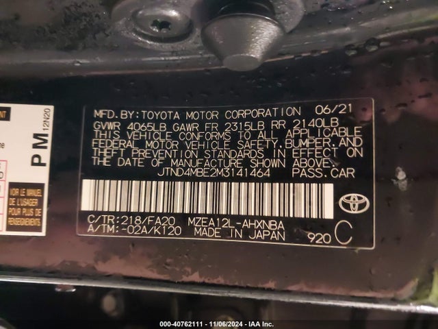 Toyota Corolla Se Nightshade Edition 2021 JTND4MBE2M3141464 Image 9