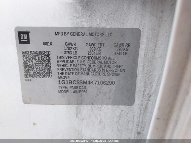 1G1BC5SM4K7106290 Chevrolet CRUZE LS