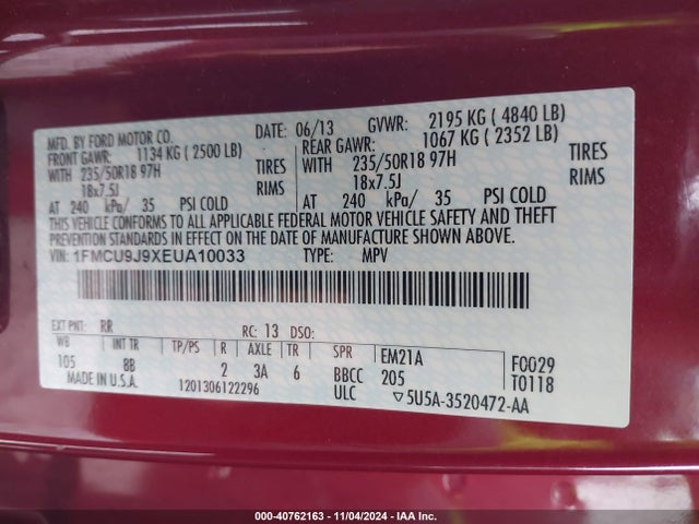 Ford Escape Titanium 2014 1FMCU9J9XEUA10033 Image 9
