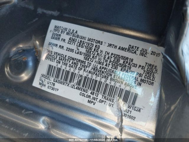 4A4AR4AW6FE046473 Mitsubishi Outlander Sport Gt