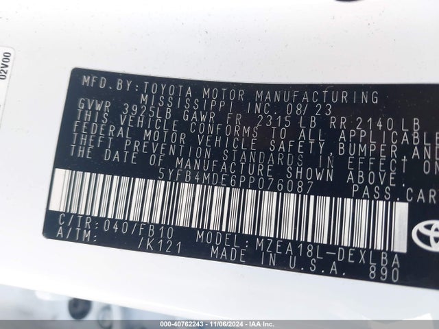 Toyota COROLLA LE 2023 5YFB4MDE6PP076087 Image 9