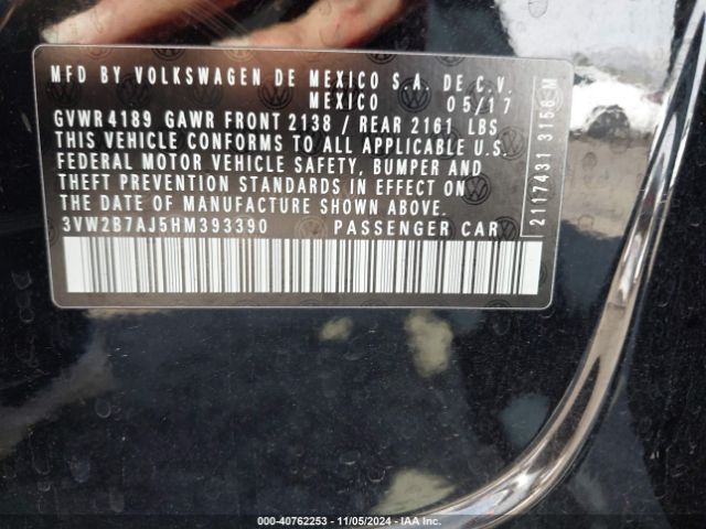 3VW2B7AJ5HM393390 Volkswagen Jetta 1.4t S