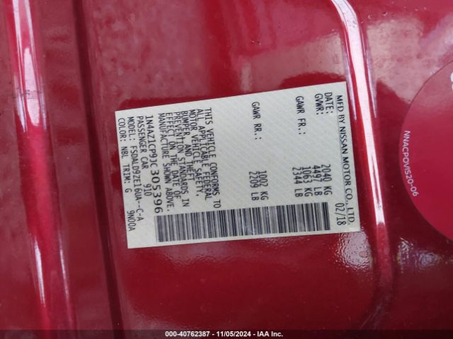 1N4AZ1CP9JC305396 Nissan LEAF SV