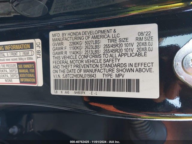 5J8TC2H83NL015643 Acura Rdx A-spec Advance Package/pmc Edition