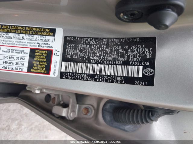 4T1BF1FK3EU464935 Toyota CAMRY XLE