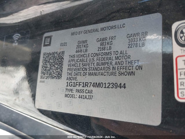 Chevrolet Camaro Rwd  Lt1 2021 1G1FF1R74M0123944 Image 9