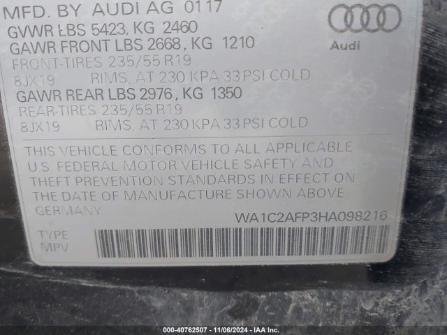 2017 AUDI Q5 WA1C2AFP3HA098216 Photo 8