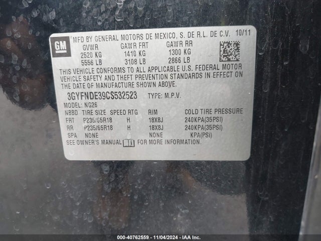 2012 CADILLAC SRX 3GYFNDE39CS532523 Photo 8