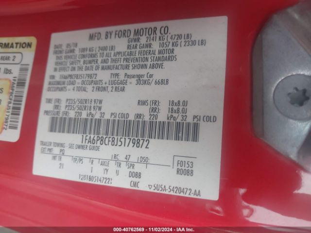 1FA6P8CF8J5179872 Ford MUSTANG GT
