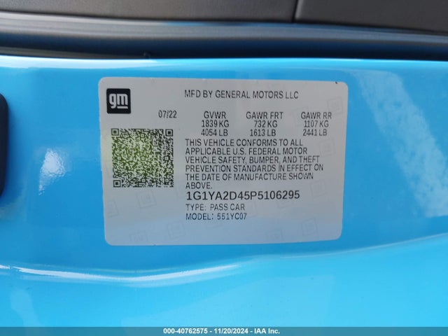 Chevrolet Corvette Stingray Rwd  1lt 2023 1G1YA2D45P5106295 Image 9