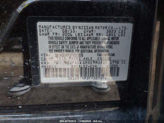 3N1AB7AP3FY327576 Nissan SENTRA SV